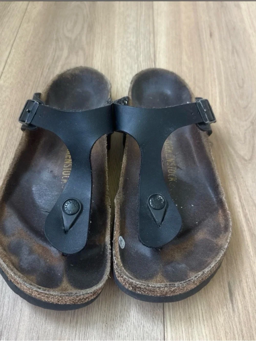Black Birkenstock gizeh sandals with cork sole size 38 #birkenstock #comfort